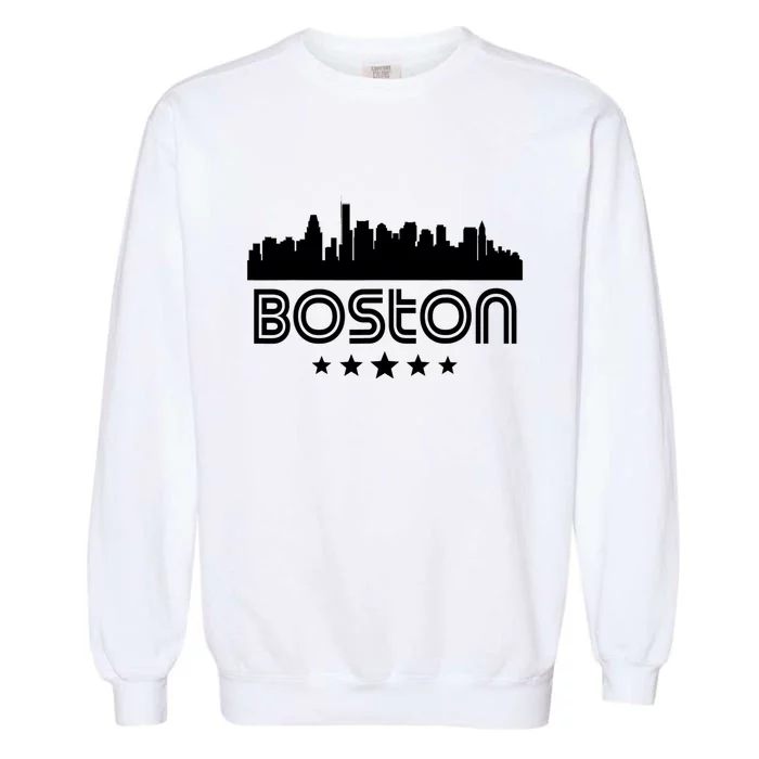 Boston Massachusetts Skyline Retro Style Garment-Dyed Sweatshirt