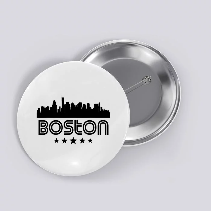 Boston Massachusetts Skyline Retro Style Button