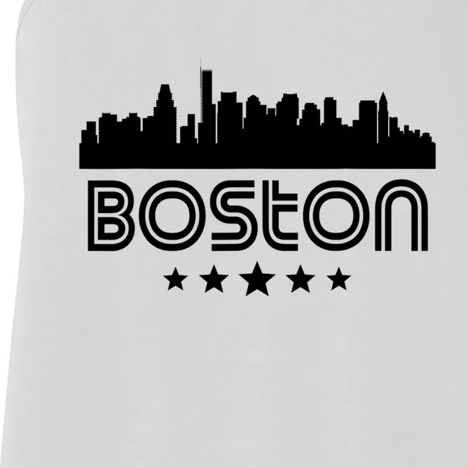 Boston Massachusetts Skyline Retro Style Women's Racerback Tank