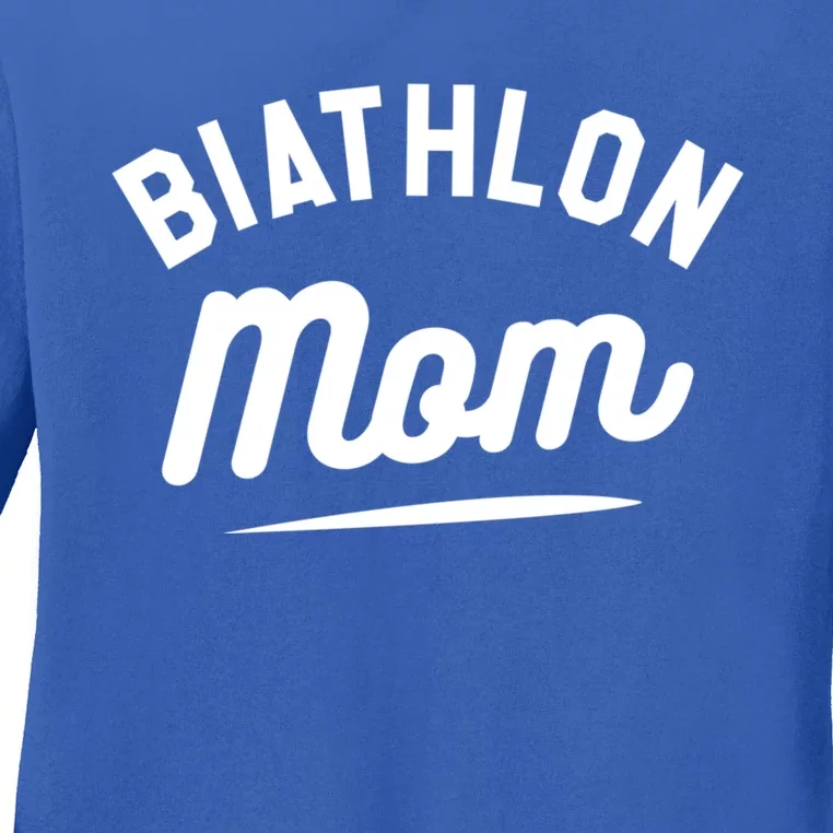 Biathlon Mom Skiing Competition Biathlete Gift Ladies Long Sleeve Shirt