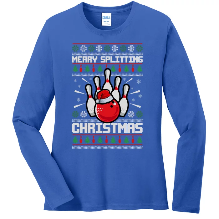 Bowling Merry Splitting Christmas Bowler Split Christmas Great Gift Ladies Long Sleeve Shirt