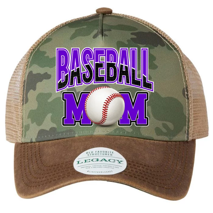 Baseball Mom Sports Purple Black White Cute Gift Legacy Tie Dye Trucker Hat