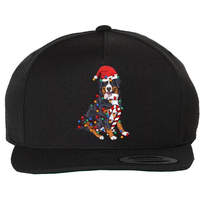 Bernese Mountain Santa Christmas Lights Dog Lover Pajama Wool Snapback Cap