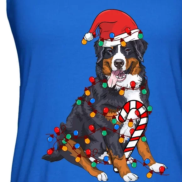 Bernese Mountain Santa Christmas Lights Dog Lover Pajama Ladies Essential Flowy Tank