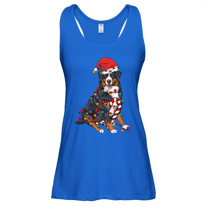 Bernese Mountain Santa Christmas Lights Dog Lover Pajama Ladies Essential Flowy Tank