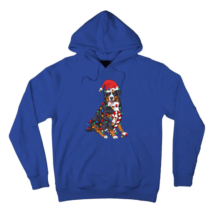 Bernese Mountain Santa Christmas Lights Dog Lover Pajama Tall Hoodie