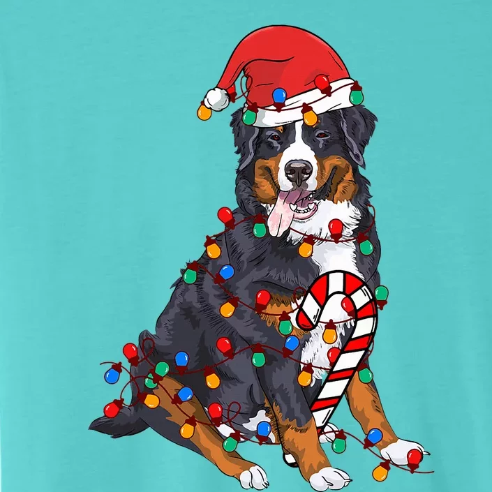 Bernese Mountain Santa Christmas Lights Dog Lover Pajama ChromaSoft Performance T-Shirt