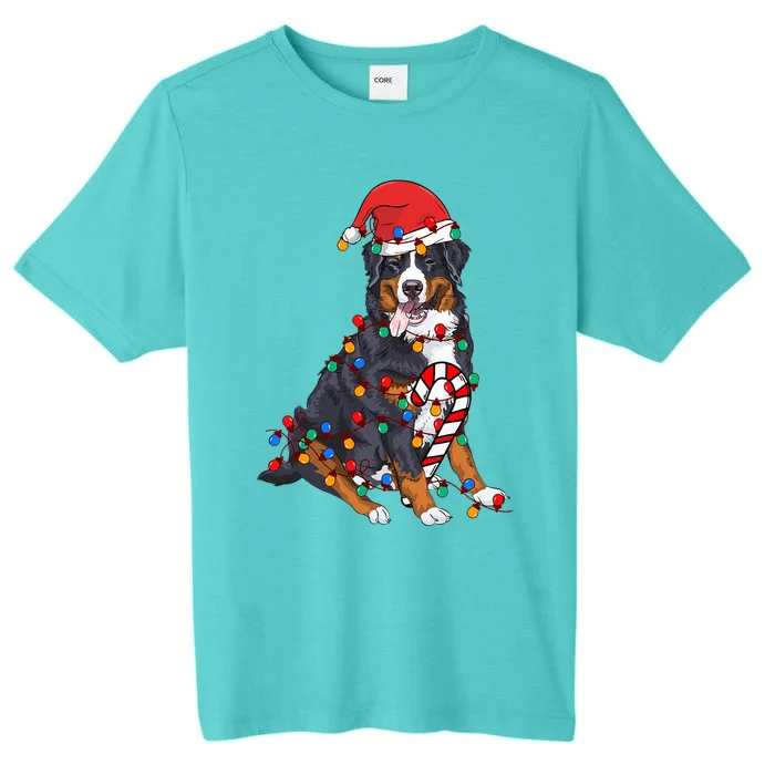 Bernese Mountain Santa Christmas Lights Dog Lover Pajama ChromaSoft Performance T-Shirt