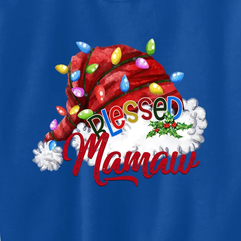 Blessed Mamaw Santa Hat Xmas Light Gift Kids Sweatshirt