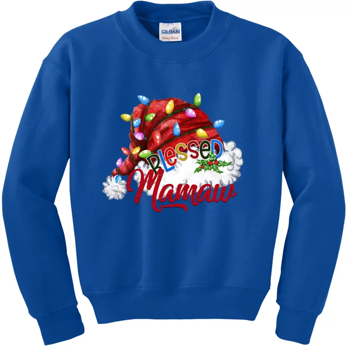 Blessed Mamaw Santa Hat Xmas Light Gift Kids Sweatshirt