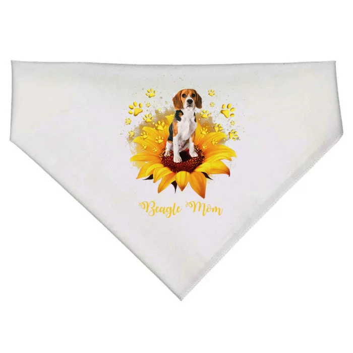 Beagle Mom Sunflower With Dog Paw Mothers Day USA-Made Doggie Bandana