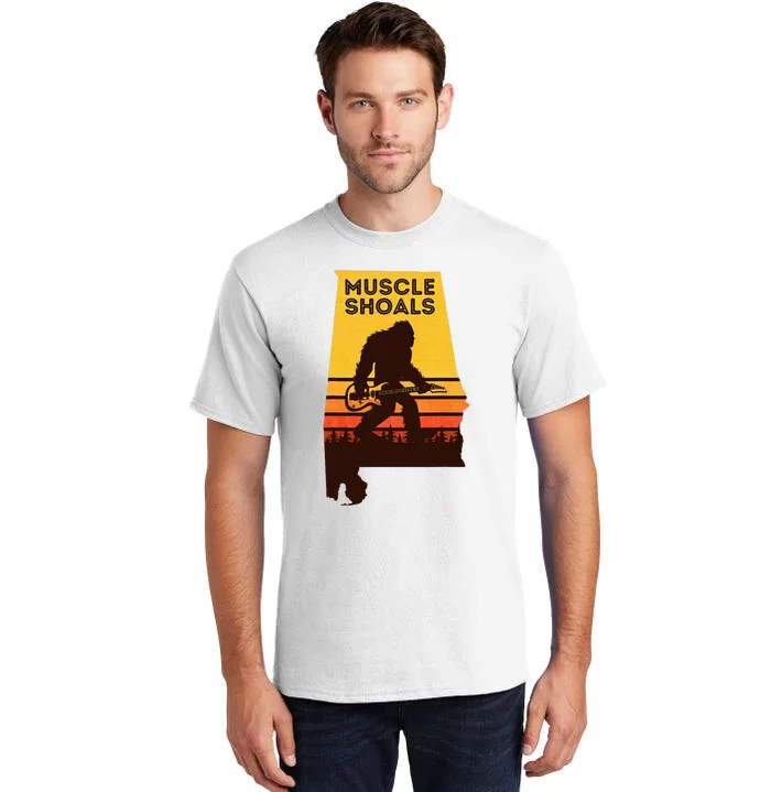 Bigfoot Muscle Shoals Alabama Retro Sasquatch Soul Music Tall T-Shirt