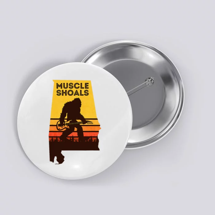 Bigfoot Muscle Shoals Alabama Retro Sasquatch Soul Music Button