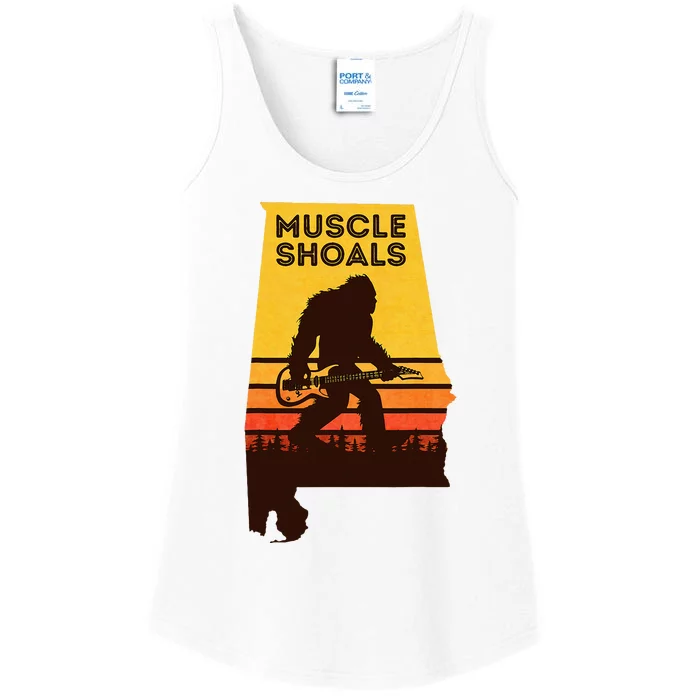 Bigfoot Muscle Shoals Alabama Retro Sasquatch Soul Music Ladies Essential Tank