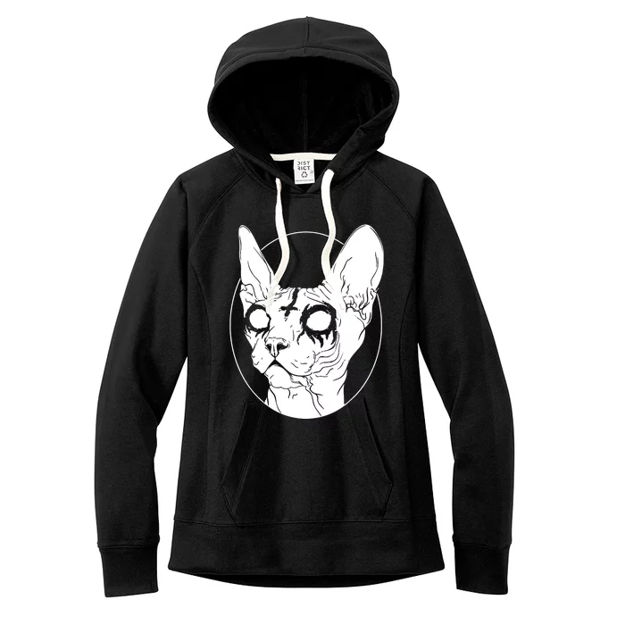 Black Metal Sphynx Cat I Goth And Death Metal Women's Fleece Hoodie