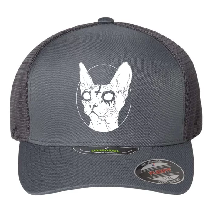 Black Metal Sphynx Cat I Goth And Death Metal Flexfit Unipanel Trucker Cap