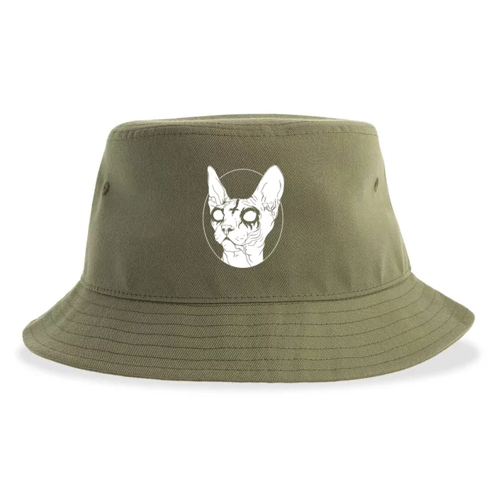 Black Metal Sphynx Cat I Goth And Death Metal Sustainable Bucket Hat