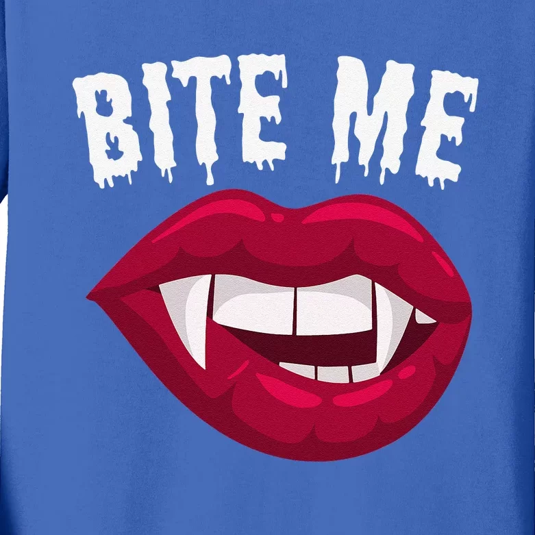 Bite Me! Sexy Vampire Lips Vampire Fangs Halloween Vampire Kids Long Sleeve Shirt