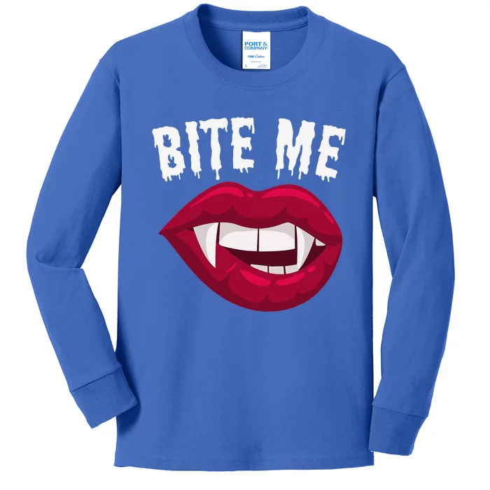 Bite Me! Sexy Vampire Lips Vampire Fangs Halloween Vampire Kids Long Sleeve Shirt