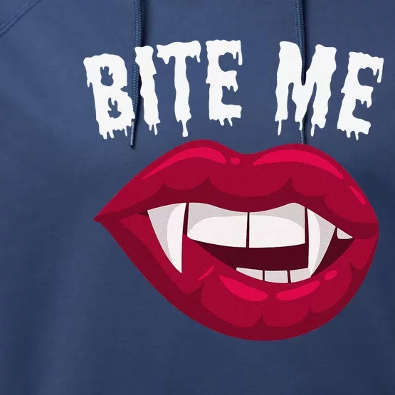 Bite Me! Sexy Vampire Lips Vampire Fangs Halloween Vampire Performance Fleece Hoodie