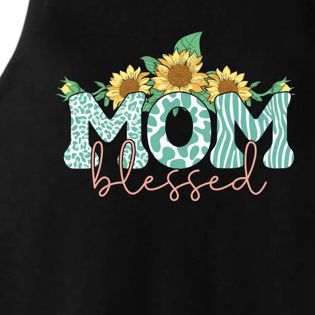 Blessed Mom Sunflower Cute Ladies Tri-Blend Wicking Tank