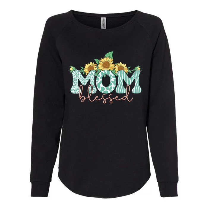 Blessed Mom Sunflower Cute Womens California Wash Sweatshirt