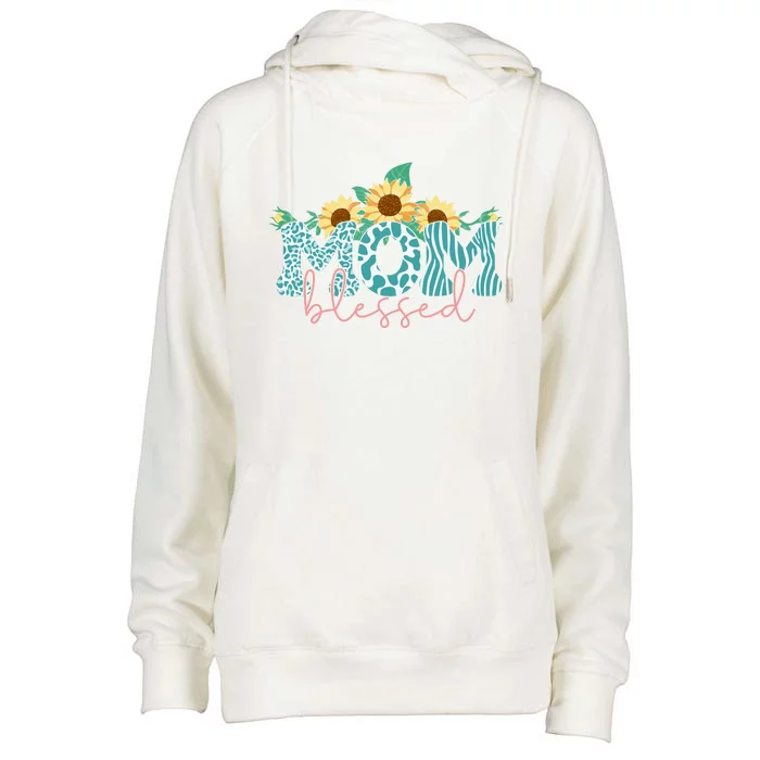 Blessed Mom Sunflower Cute Womens Funnel Neck Pullover Hood