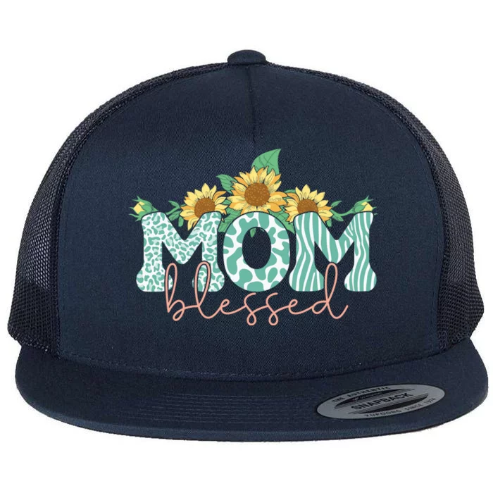 Blessed Mom Sunflower Cute Flat Bill Trucker Hat