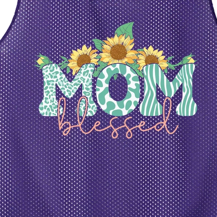 Blessed Mom Sunflower Cute Mesh Reversible Basketball Jersey Tank