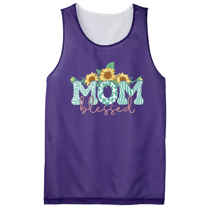 Blessed Mom Sunflower Cute Mesh Reversible Basketball Jersey Tank