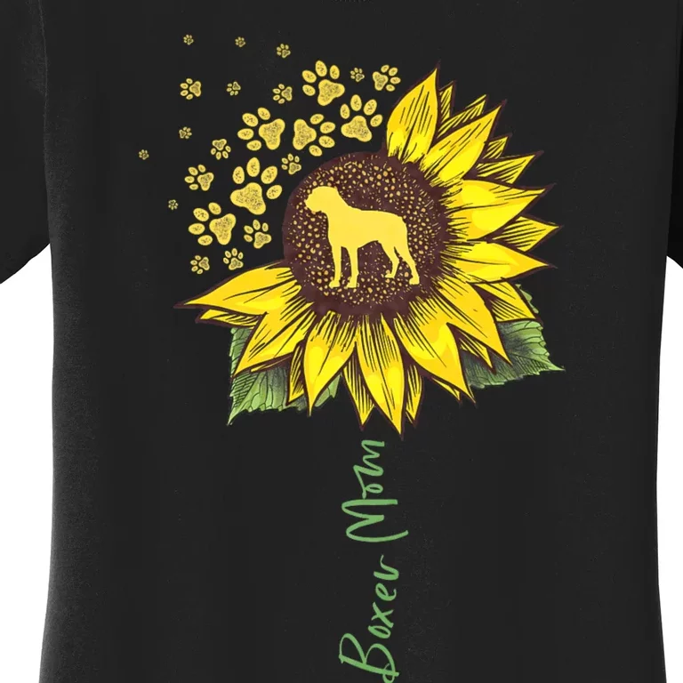 Boxer Mom Sunflower Boxer Dog Gifts Dog Mom Mama Women's T-Shirt