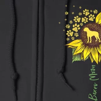 Boxer Mom Sunflower Boxer Dog Gifts Dog Mom Mama Full Zip Hoodie