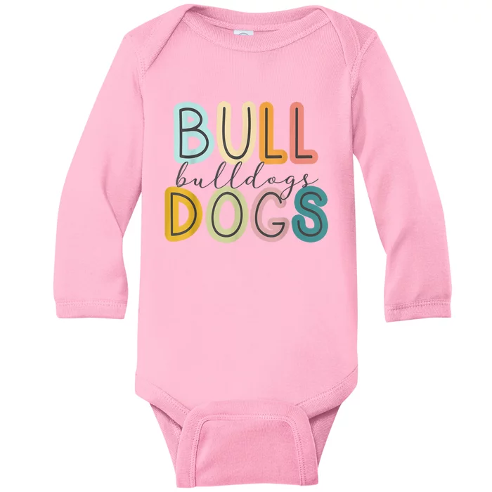 Bulldogs Mascot School Spirit Sports Cheer Fan Team Gift Baby Long Sleeve Bodysuit