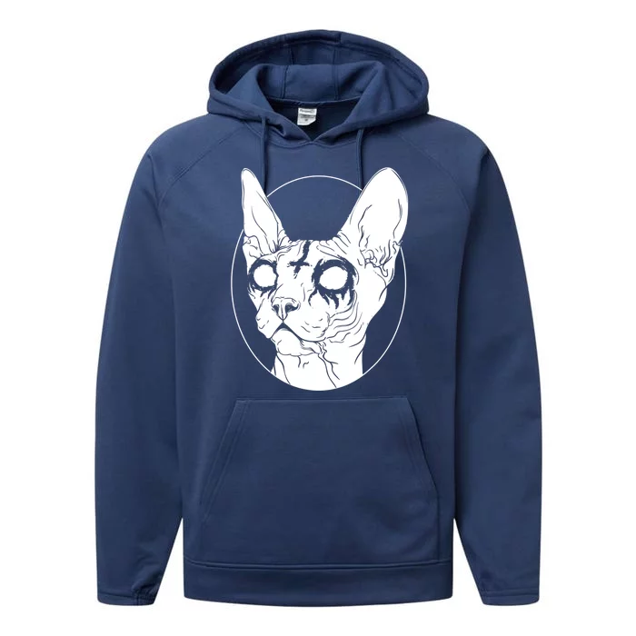 Black Metal Sphynx Cat I Goth And Death Metal Performance Fleece Hoodie