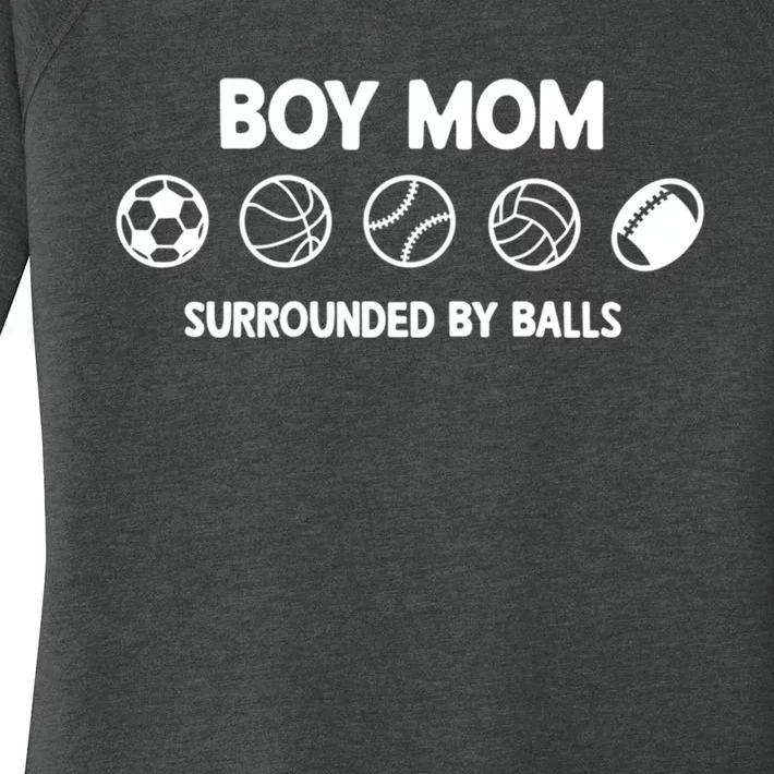 Boy Mom Surrounded By Balls Meaningful Gift Women's Perfect Tri Tunic Long Sleeve Shirt