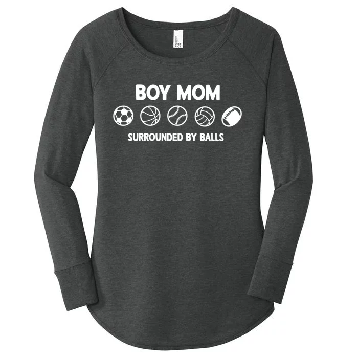 Boy Mom Surrounded By Balls Meaningful Gift Women's Perfect Tri Tunic Long Sleeve Shirt