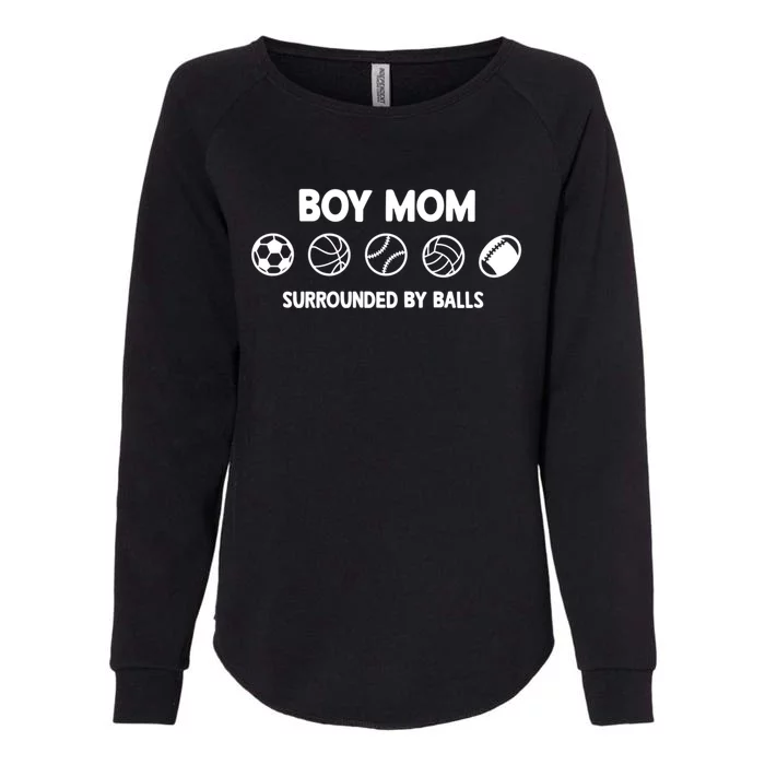 Boy Mom Surrounded By Balls Meaningful Gift Womens California Wash Sweatshirt