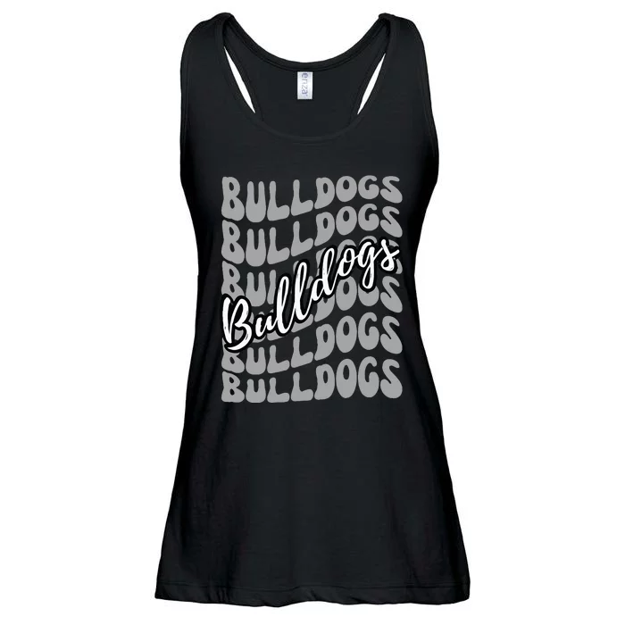 Bulldogs Mascot School Sports Fan Team Spirit Heart Ladies Essential Flowy Tank