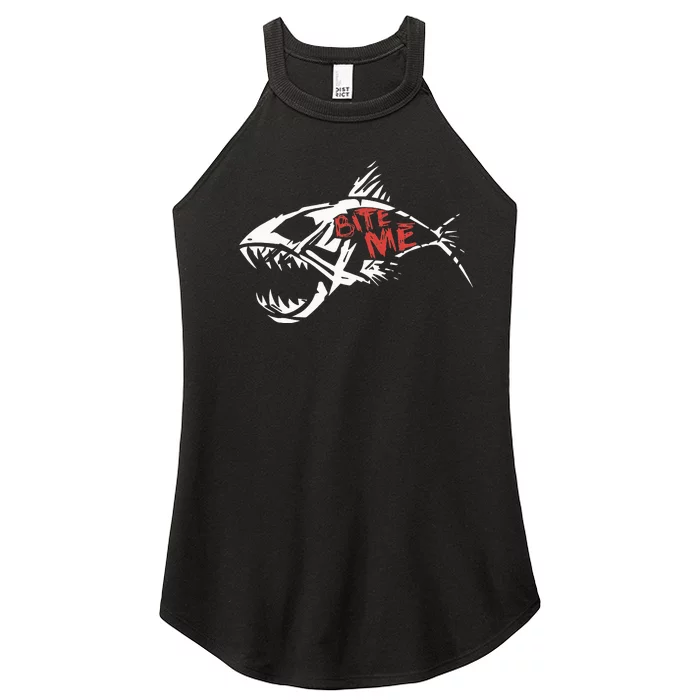 Bite Me Shark Funny Fishing Women’s Perfect Tri Rocker Tank