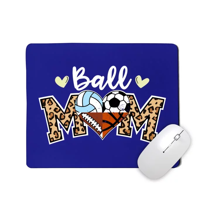 Ball Mom Soccer Football Volleyball Basketball Leopard Mom Gift Mousepad