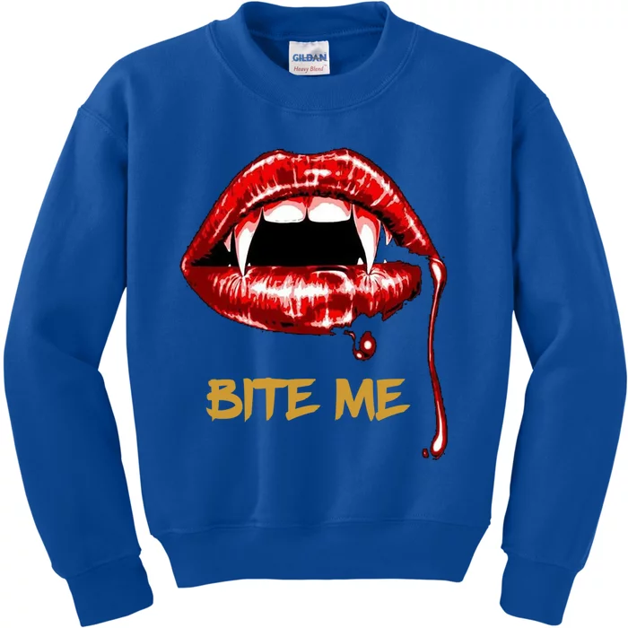 Bite Me Sexy Vampire Lips Halloween Novelty Gift Kids Sweatshirt