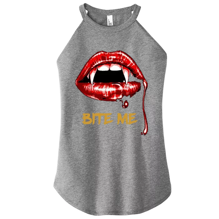 Bite Me Sexy Vampire Lips Halloween Novelty Gift Women’s Perfect Tri Rocker Tank