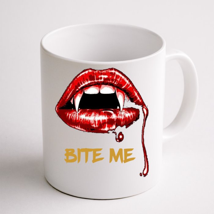 Bite Me Sexy Vampire Lips Halloween Novelty Gift Front & Back Coffee Mug