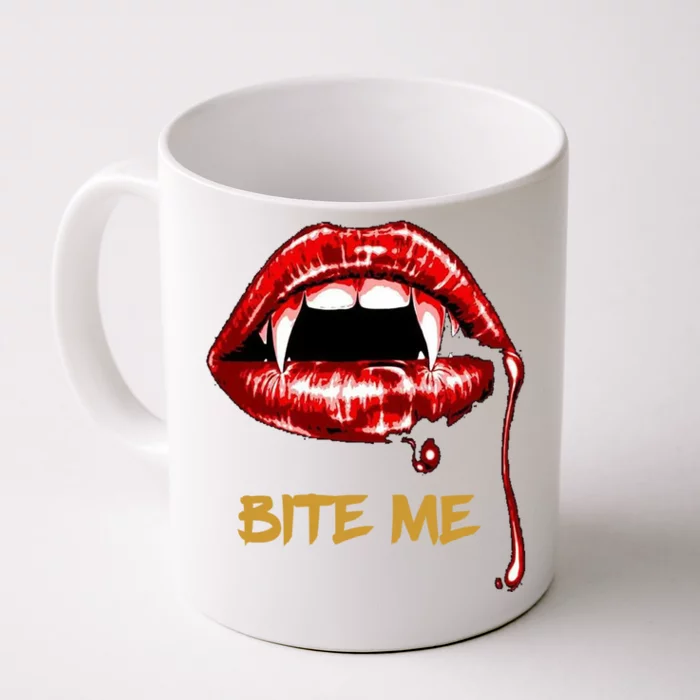 Bite Me Sexy Vampire Lips Halloween Novelty Gift Front & Back Coffee Mug