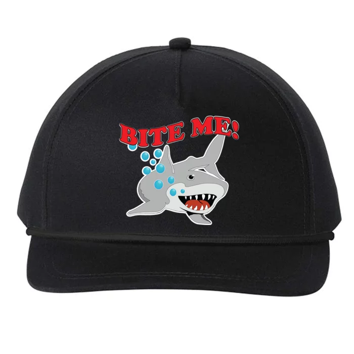 Bite Me Shark Funny Shark Humor Gift Snapback Five-Panel Rope Hat