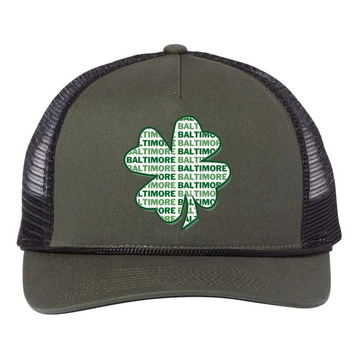 Baltimore Maryland St Patrick's Day 4 Leaf Clover Retro Rope Trucker Hat Cap