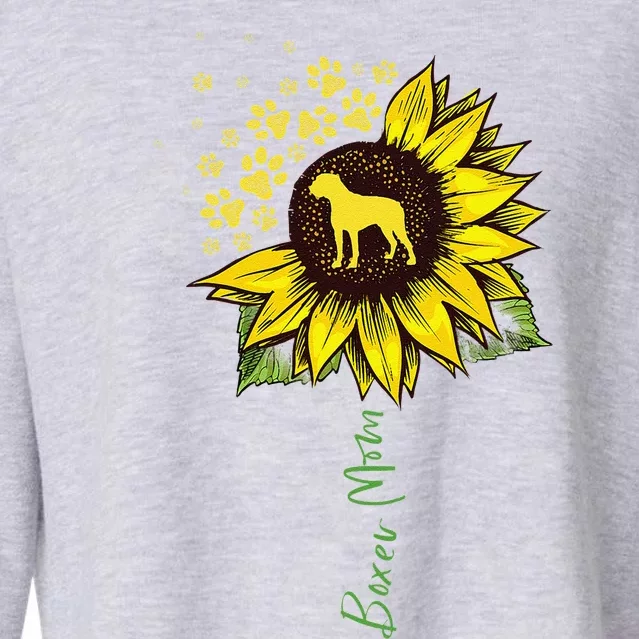 Boxer Mom Sunflower Boxer Dog Gifts Dog Mom Mama Cropped Pullover Crew