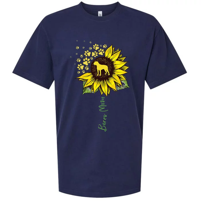 Boxer Mom Sunflower Boxer Dog Gifts Dog Mom Mama Sueded Cloud Jersey T-Shirt