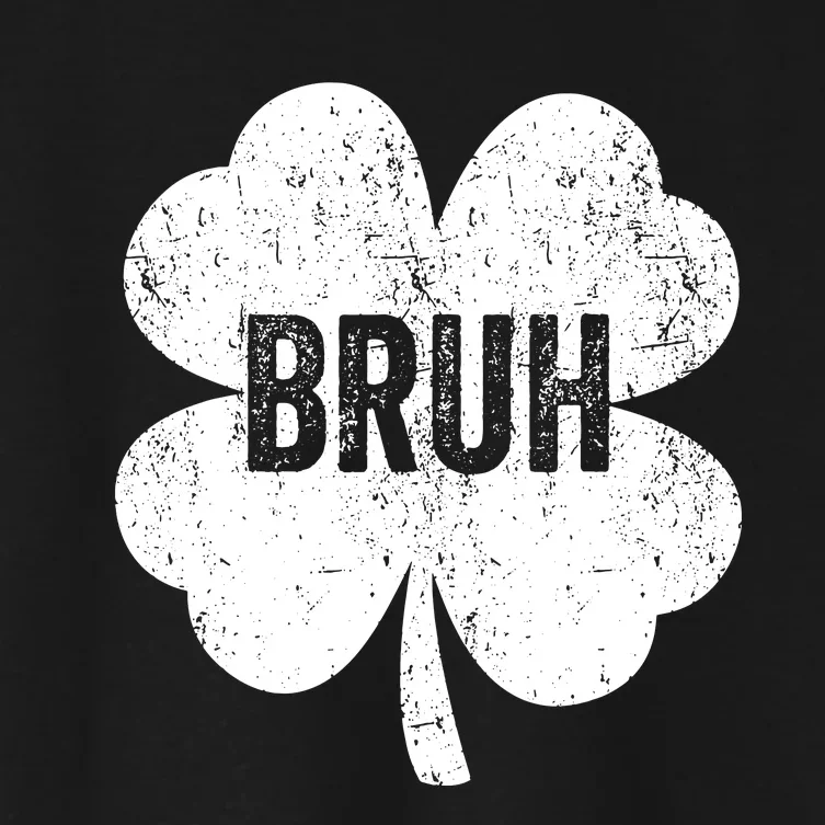 Bruh Meme Shamrock Funny St Patricks Day Teens Women's Crop Top Tee