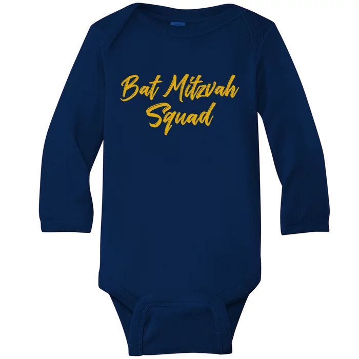 Bat Mitzvah Squad Happy Birthday Jewish Friends Family Funny Gift Baby Long Sleeve Bodysuit